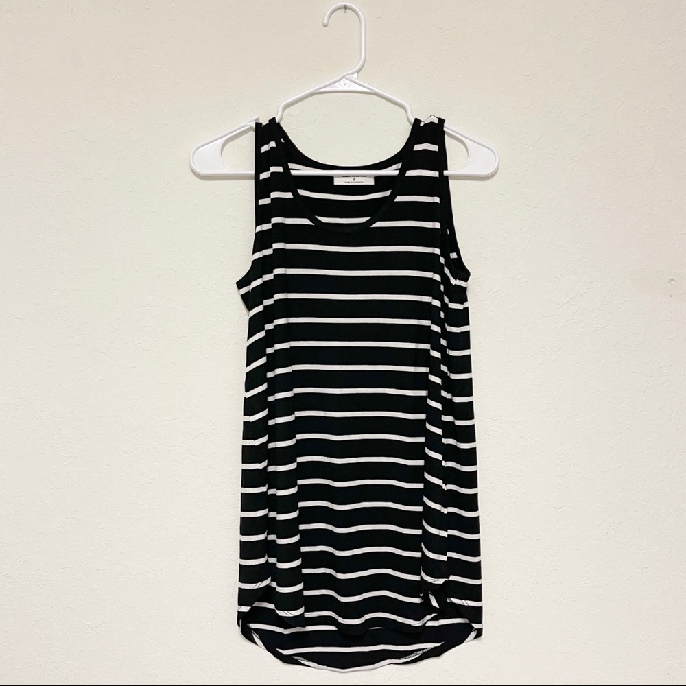 Black Striped Pocket Tank